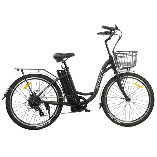 PEACEDOVE Electric City Bike - Matte Black